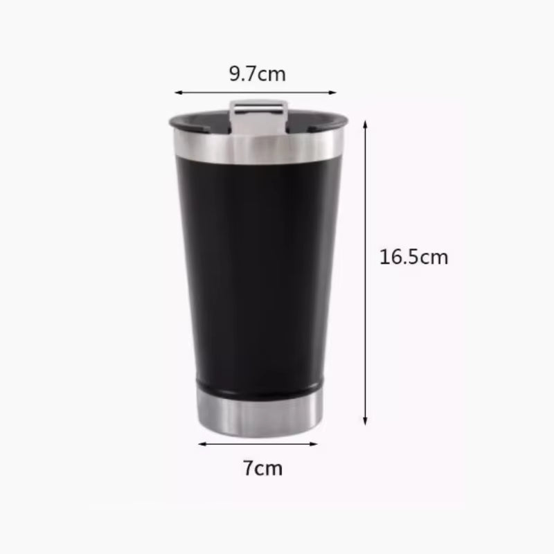 Copo Térmico Aço Inox 473Ml Com Abridor E Tampa Ideal Para Bebidas Quentes E Frias Design Resistente E Prático Para Uso Diário