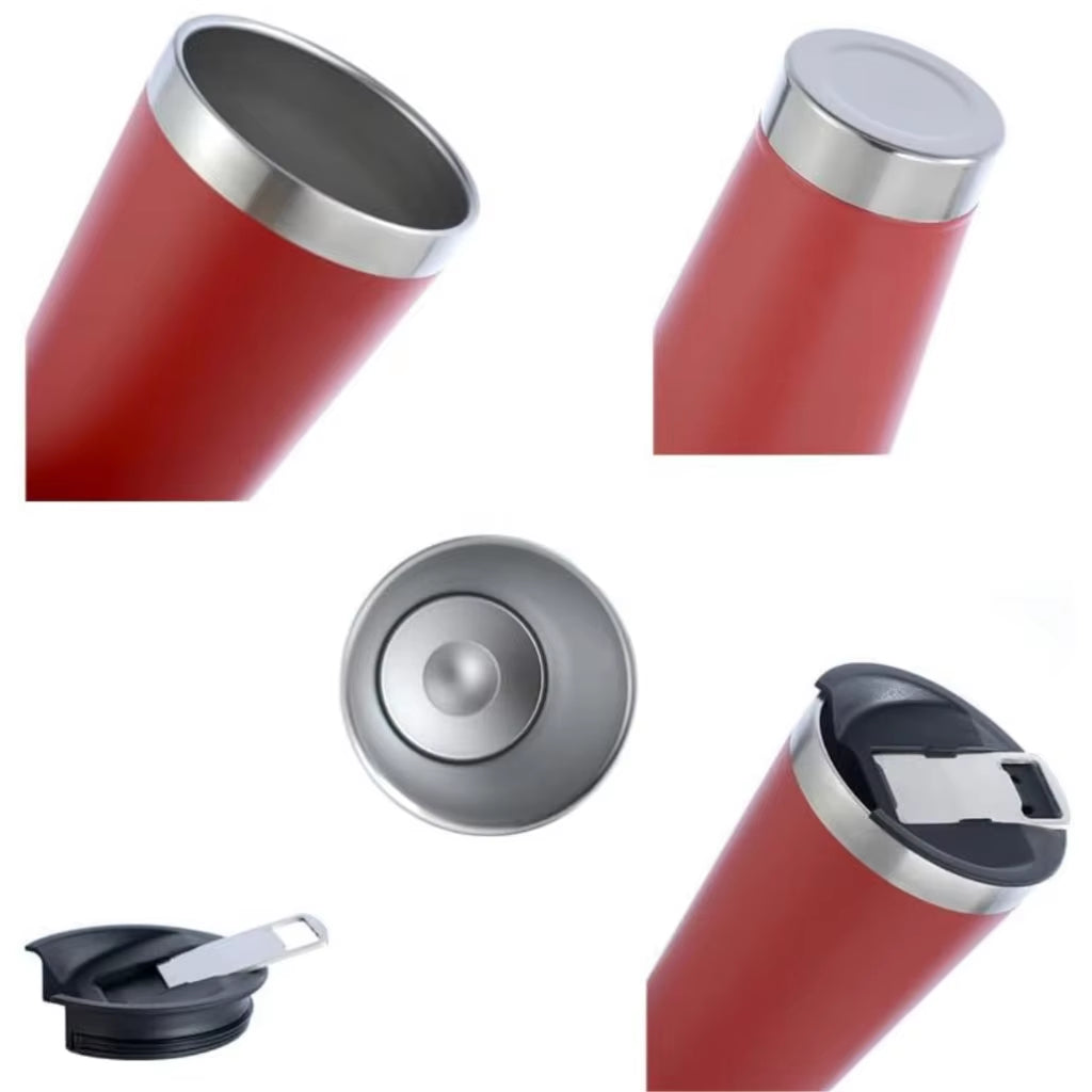 Copo Térmico Aço Inox 473Ml Com Abridor E Tampa Ideal Para Bebidas Quentes E Frias Design Resistente E Prático Para Uso Diário