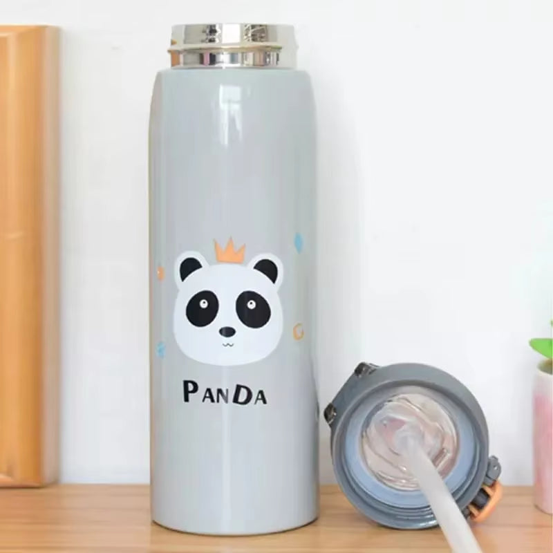 Arrafa Térmica De 350Ml De Aço Inox Vedação Completa Infantil Com Canudo De Silicone Flexível
