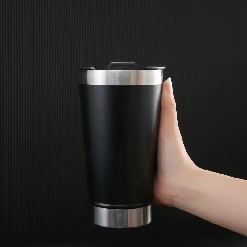 Copo Térmico Aço Inox 473Ml Com Abridor E Tampa Ideal Para Bebidas Quentes E Frias Design Resistente E Prático Para Uso Diário