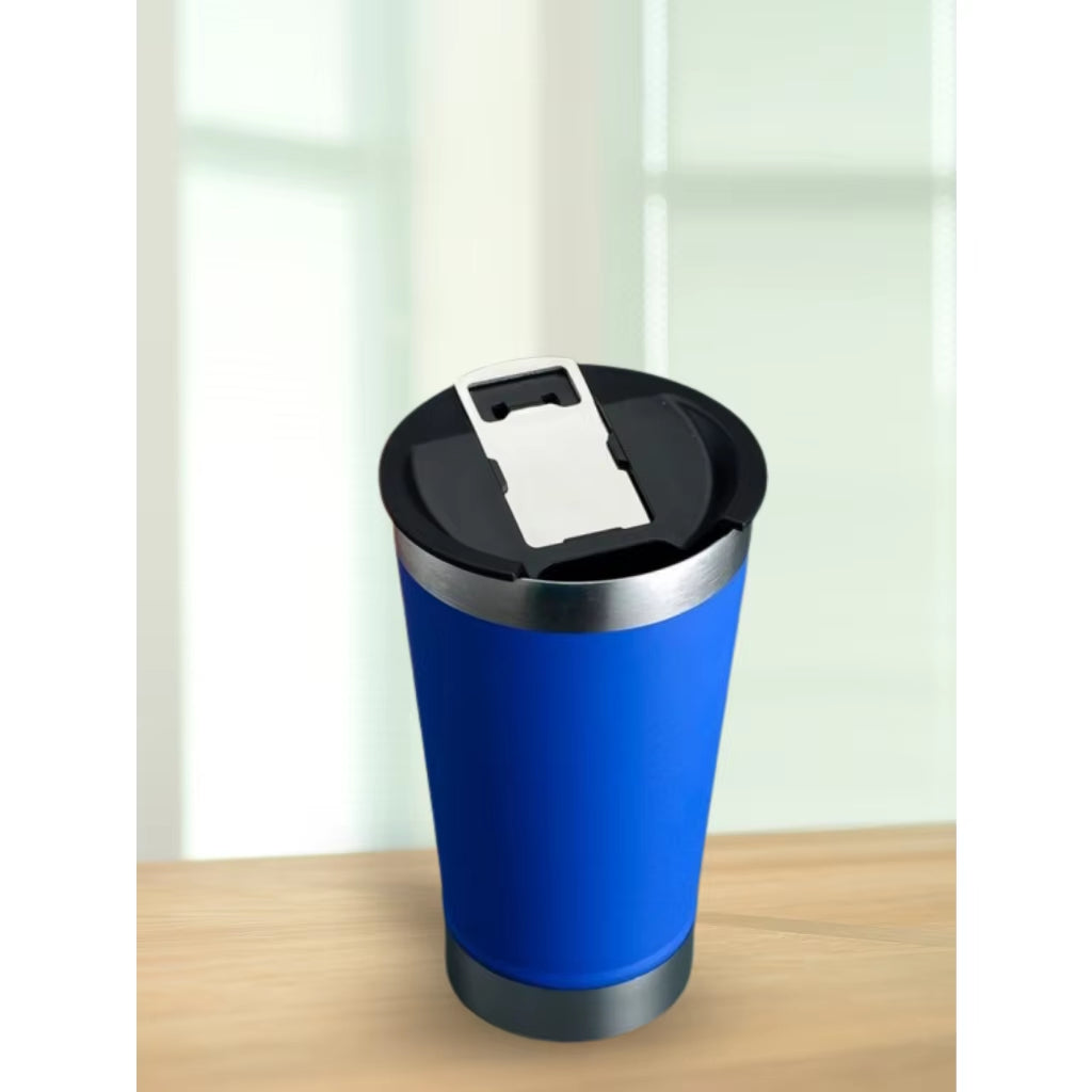 Copo Térmico Aço Inox 473Ml Com Abridor E Tampa Ideal Para Bebidas Quentes E Frias Design Resistente E Prático Para Uso Diário