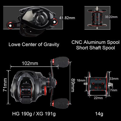 Seaknight-Slardar Series Baitcasting Fishing Reel, Sistema De Freio Magnético, Fibra De Carbono, Latão Gear, Drag 18LB, 7.0:1, 8.0:1, 190G