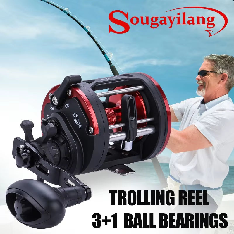 Sougayilang Carretel De Pesca Corrico, Carretel De Liga De Alumínio, Tambor De Água Salgada, Carretel De Pesca 3 + 1Bb 3.8:1, Arrasto Máximo 25Kg, Ferramenta De Pesca